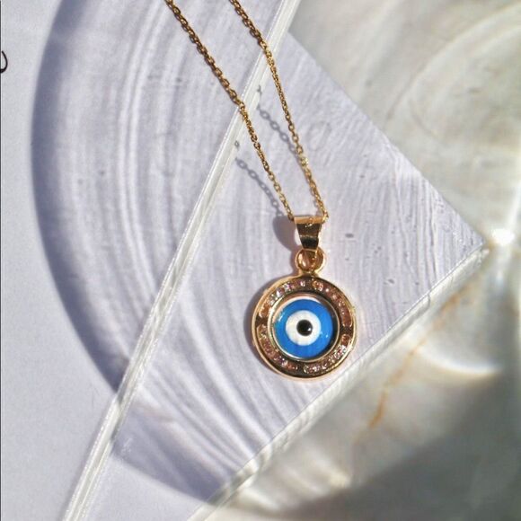 14k Solid Gold Evil Eye Charm | Real Gold Evil Eye Pendant | Birthday Gift | - Picture 6 of 10